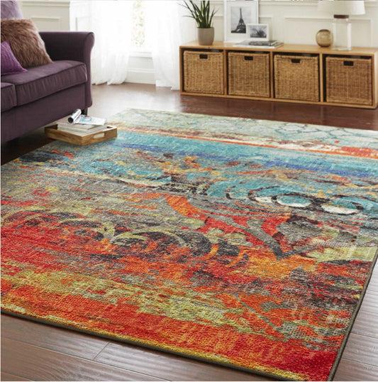 Industrial Style Home Rug Multi-Color Expressionism Carpet Synthetics Anti-Slip Pet Friendly Machine Washable Rug Clearhalo 'Area Rug' 'Rug' 2171087