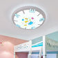 Kids Round Shade Flush Ceiling Light Plastic LED Bedroom Flush Pendant Ceiling Light with Letter Pattern in Blue/Pink Clearhalo 'Ceiling Lights' 'Close To Ceiling Lights' 'Close to ceiling' 'Flush mount' Lighting' 217113