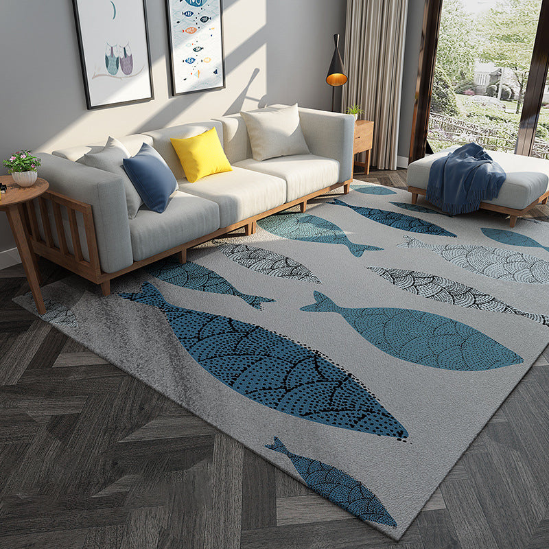 Chic Postmodernism Rug Multi Color Steampunk Carpet Synthetics Pet Friendly Stain Resistant Non-Slip Backing Rug for Home Blue Clearhalo 'Area Rug' 'Rug' 2171147