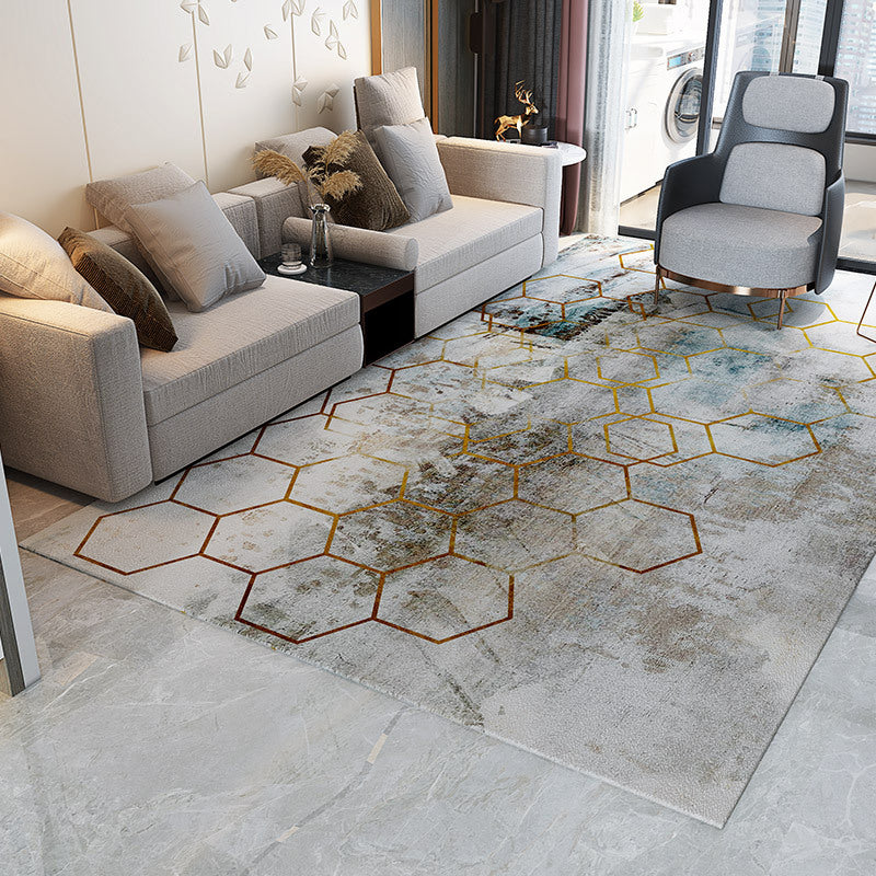 Trendy Abstract Print Rug Multicolor Industrial Rug Polypropylene Machine Washable Stain Resistant Non-Slip Backing Rug for Living Room Gray-Gold Clearhalo 'Area Rug' 'Rug' 2171155
