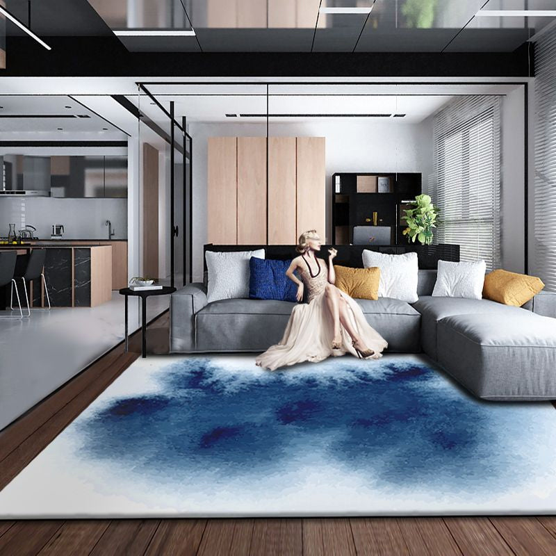 Industrial Plain Rug Multi Color Synthetics Area Carpet Pet Friendly Anti-Slip Machine Washable Rug for Great Room Blue Clearhalo 'Area Rug' 'Rug' 2171169