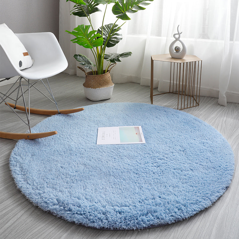 Relaxing Plain Rug Multi Colored Faux Wool Carpet Machine Washable Non-Slip Rug for Bedroom Sky Blue Clearhalo 'Area Rug' 'Casual' 'Rugs' Rug' 2171196