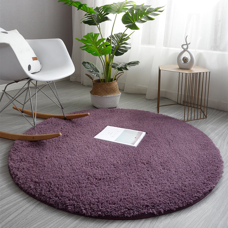 Relaxing Plain Rug Multi Colored Faux Wool Carpet Machine Washable Non-Slip Rug for Bedroom Purple Clearhalo 'Area Rug' 'Casual' 'Rugs' Rug' 2171201