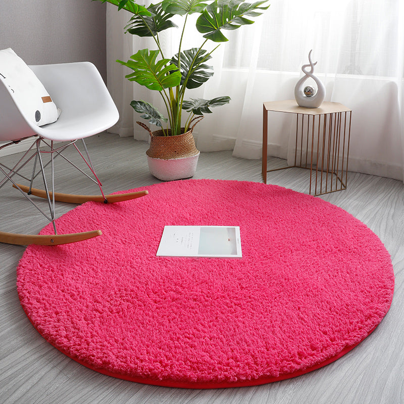 Relaxing Plain Rug Multi Colored Faux Wool Carpet Machine Washable Non-Slip Rug for Bedroom Rose Red Clearhalo 'Area Rug' 'Casual' 'Rugs' Rug' 2171206