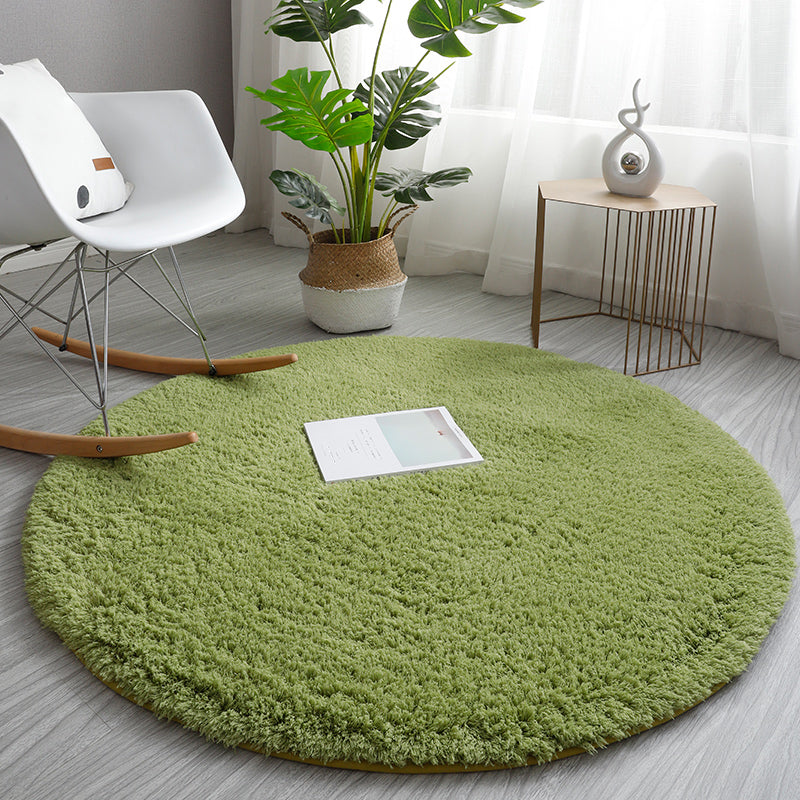 Relaxing Plain Rug Multi Colored Faux Wool Carpet Machine Washable Non-Slip Rug for Bedroom Green Clearhalo 'Area Rug' 'Casual' 'Rugs' Rug' 2171207