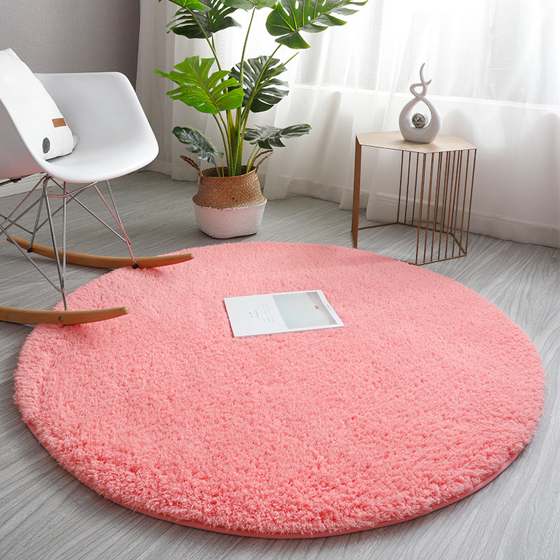 Relaxing Plain Rug Multi Colored Faux Wool Carpet Machine Washable Non-Slip Rug for Bedroom Watermelon Red Clearhalo 'Area Rug' 'Casual' 'Rugs' Rug' 2171208