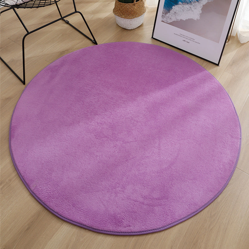 Soft Multi Color Casual Rug Synthetics Solid Color Carpet Machine Washable Non-Slip Backing Pet Friendly Rug for Sitting Room Purple Clearhalo 'Area Rug' 'Casual' 'Rugs' Rug' 2171225