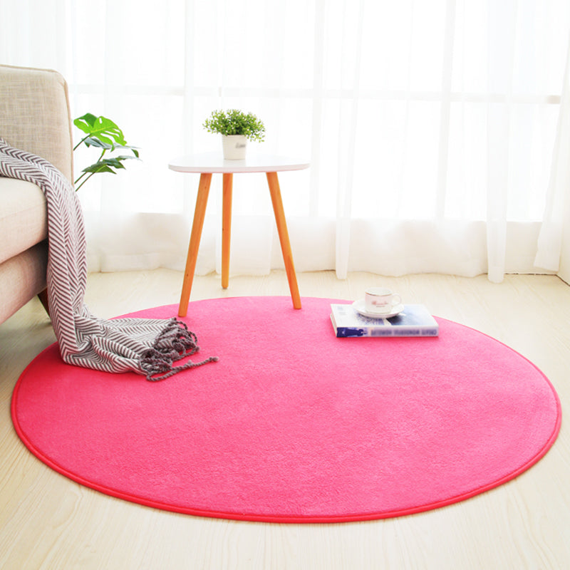 Multi Colored Comfort Rug Polypropylene Plain Rug Washable Non-Slip Pet Friendly Area Carpet for Home Rose Red Clearhalo 'Area Rug' 'Casual' 'Rugs' Rug' 2171234