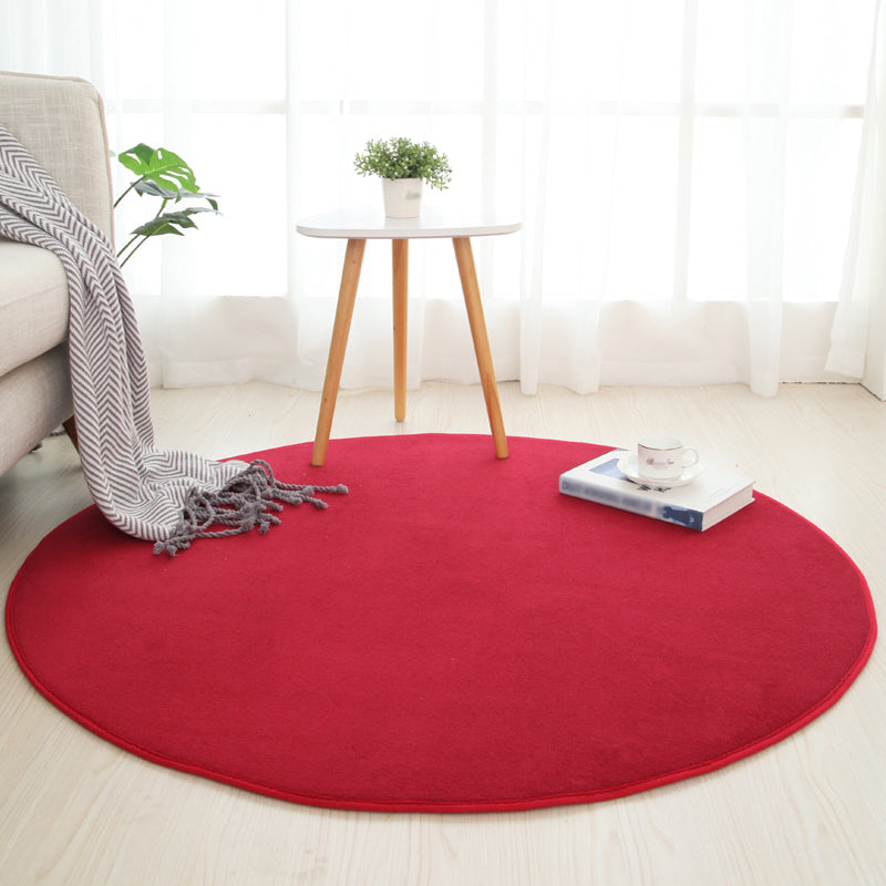 Multi Colored Comfort Rug Polypropylene Plain Rug Washable Non-Slip Pet Friendly Area Carpet for Home Burgundy Clearhalo 'Area Rug' 'Casual' 'Rugs' Rug' 2171241