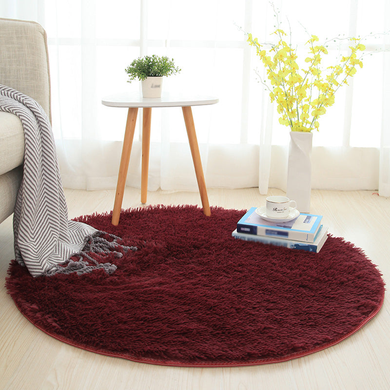 Natural Simple Rug Multi-Color Plain Rug Easy Care Machine Wash Area Carpet for Bedroom Burgundy Clearhalo 'Area Rug' 'Casual' 'Rugs' Rug' 2171262