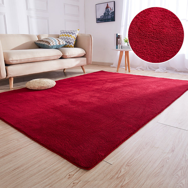 Casual Plain Rug Multi-Color Artificial Wool Carpet Washable Anti-Slip Rug for Great Room Burgundy Clearhalo 'Area Rug' 'Casual' 'Rugs' Rug' 2171310