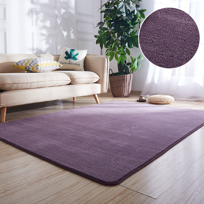 Casual Plain Rug Multi-Color Artificial Wool Carpet Washable Anti-Slip Rug for Great Room Purple Clearhalo 'Area Rug' 'Casual' 'Rugs' Rug' 2171317