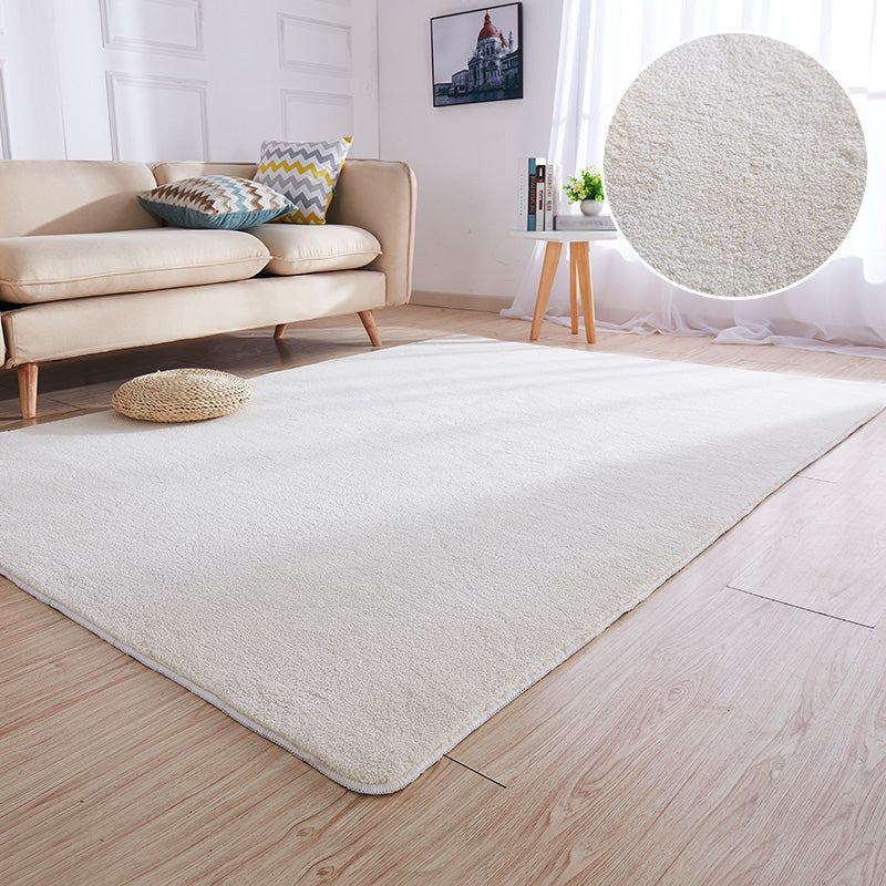 Casual Plain Rug Multi-Color Artificial Wool Carpet Washable Anti-Slip Rug for Great Room White Clearhalo 'Area Rug' 'Casual' 'Rugs' Rug' 2171319