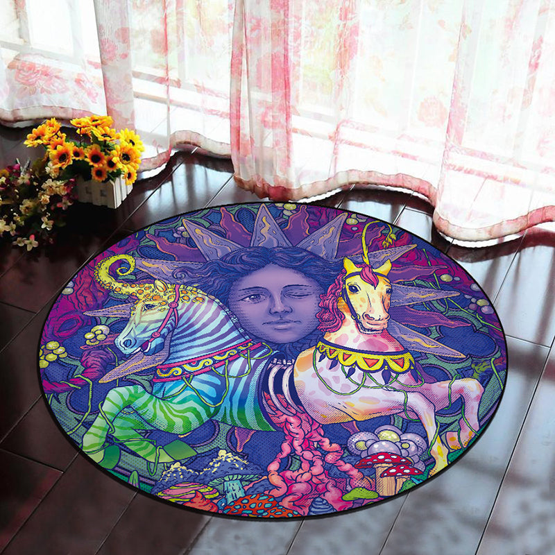 Scandinavian Bedroom Rug Multi-Color 3D Graphic Print Rug Polyester Non-Slip Pet Friendly Stain Resistant Area Rug Purple Clearhalo 'Area Rug' 'Rug' 2171325