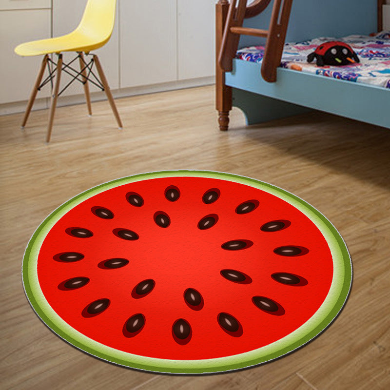 Novelty 3D Digital Printing Rug Multi Colored Cartoon Carpet Polypropylene Stain Resistant Machine Washable Non-Slip Rug for Bedroom Watermelon Red Clearhalo 'Area Rug' 'Rug' 2171344