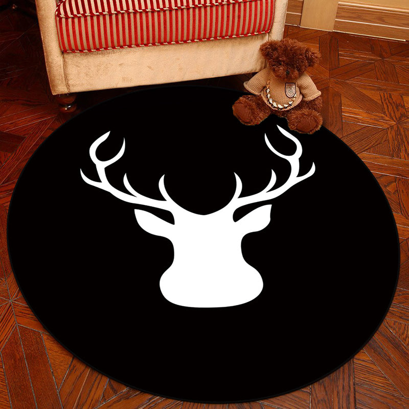 Novelty Geometry Animal Patterned Rug Multi-Colored Synthetics Rug Machine Washable Non-Slip Backing Stain Resistant Carpet for Room Matte Black Clearhalo 'Area Rug' 'Rug' 2171356