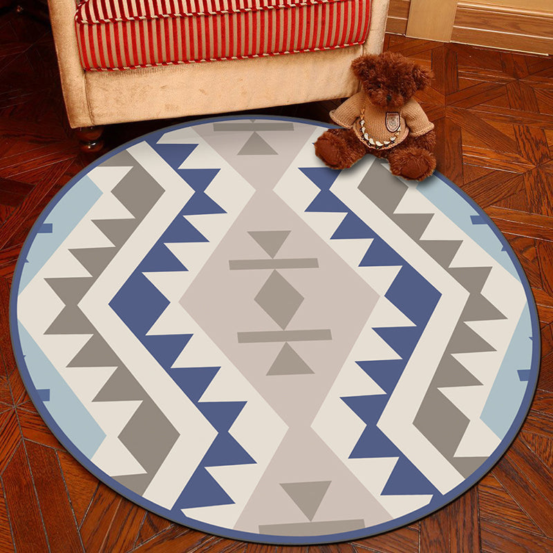 Novelty Geometry Animal Patterned Rug Multi-Colored Synthetics Rug Machine Washable Non-Slip Backing Stain Resistant Carpet for Room Blue-Gray Clearhalo 'Area Rug' 'Rug' 2171360