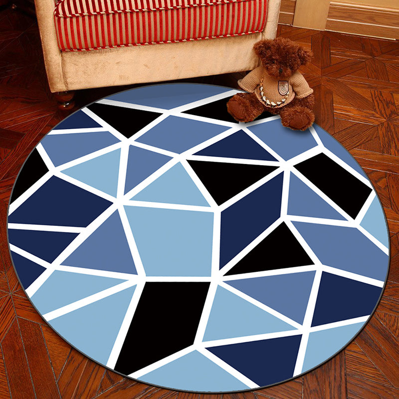 Novelty Geometry Animal Patterned Rug Multi-Colored Synthetics Rug Machine Washable Non-Slip Backing Stain Resistant Carpet for Room Blue-Black Clearhalo 'Area Rug' 'Rug' 2171361