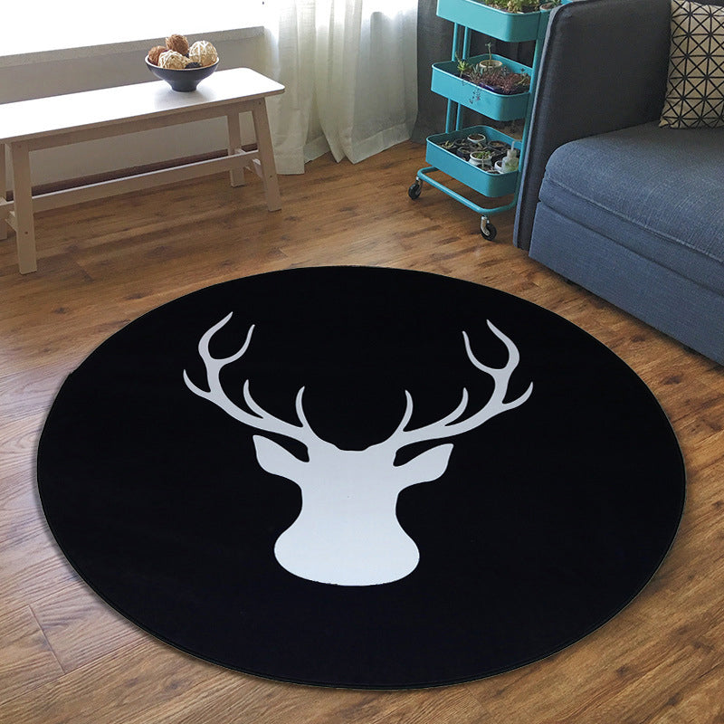 Creative Boys Bedroom Rug Multi Color Visual Deception Carpet Polypropylene Anti-Slip Pet Friendly Washable Rug Black-White Clearhalo 'Area Rug' 'Rug' 2171404