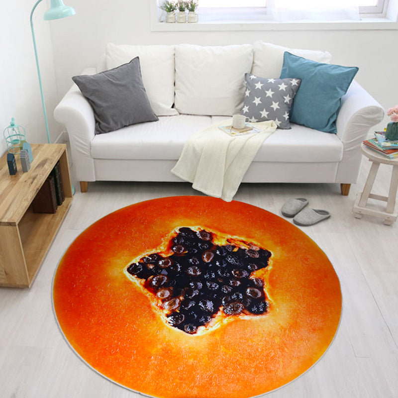 Multi Colored Playroom Rug Modern 3D Graphic Fruit Rug Synthetics Non-Slip Machine Washable Stain Resistant Indoor Rug Orange-Red Clearhalo 'Area Rug' 'Rug' 2171489