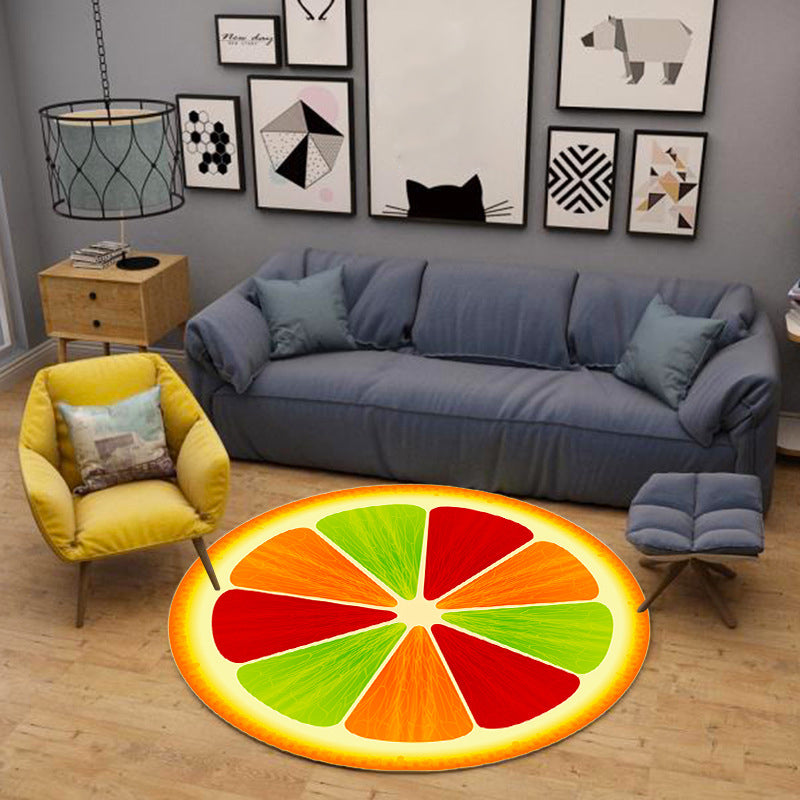 Multi Colored Playroom Rug Modern 3D Graphic Fruit Rug Synthetics Non-Slip Machine Washable Stain Resistant Indoor Rug Red-Green Clearhalo 'Area Rug' 'Rug' 2171493