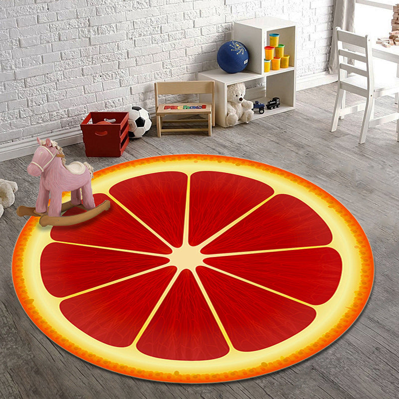 Multi Colored Playroom Rug Modern 3D Graphic Fruit Rug Synthetics Non-Slip Machine Washable Stain Resistant Indoor Rug Rose Red Clearhalo 'Area Rug' 'Rug' 2171494