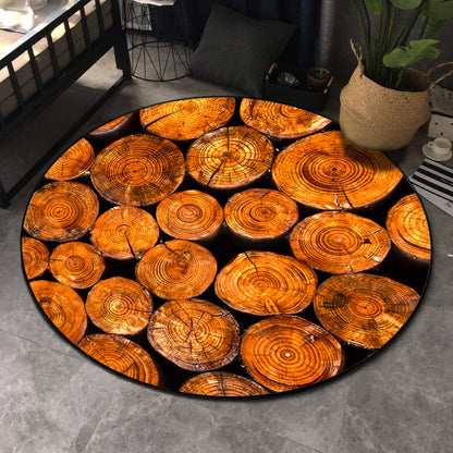 Nordic Tree Annual Rings Rug Multi-Colored Polyester Carpet Non-Slip Stain Resistant Pet Friendly Rug for Sitting Room Yellow-Red Clearhalo 'Area Rug' 'Rug' 2171496