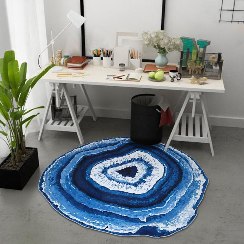 Nordic Tree Annual Rings Rug Multi-Colored Polyester Carpet Non-Slip Stain Resistant Pet Friendly Rug for Sitting Room Blue Clearhalo 'Area Rug' 'Rug' 2171500