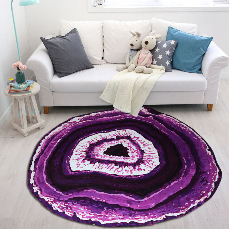 Nordic Tree Annual Rings Rug Multi-Colored Polyester Carpet Non-Slip Stain Resistant Pet Friendly Rug for Sitting Room Dark Purple Clearhalo 'Area Rug' 'Rug' 2171504