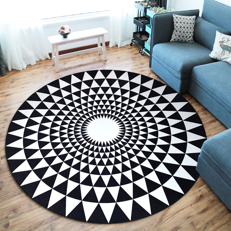 Funky 3D Optical Illusions Rug Multi Colored Synthetics Carpet Pet Friendly Washable Non-Slip Backing Rug for Home Decor Black-White Clearhalo 'Area Rug' 'Rug' 2171540