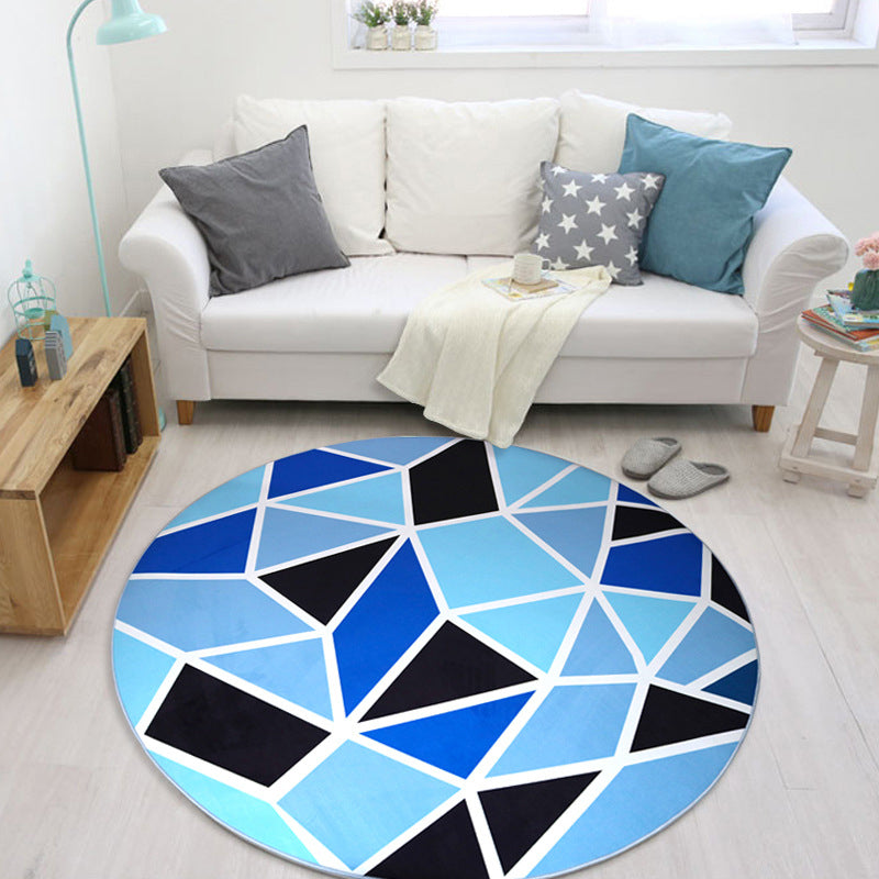 Funky 3D Optical Illusions Rug Multi Colored Synthetics Carpet Pet Friendly Washable Non-Slip Backing Rug for Home Decor Blue-Black Clearhalo 'Area Rug' 'Rug' 2171542