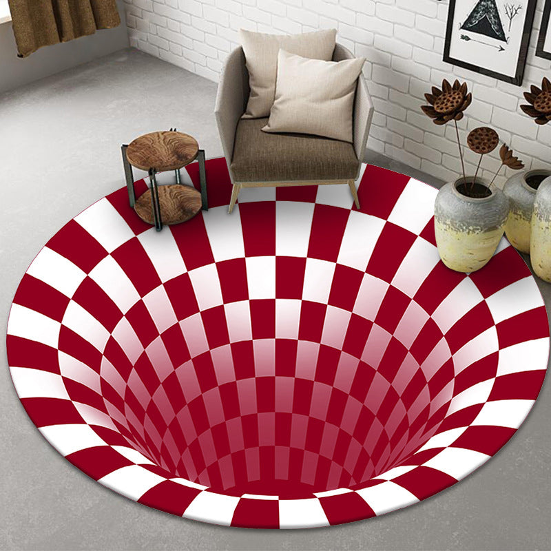 Funny Novelty Rug Multicolor Visual Deception Spiral Trap Rug Non-Slip Washable Pet Friendly Rug for Room Red Clearhalo 'Area Rug' 'Rug' 2171594