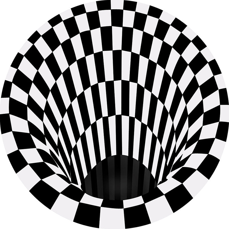 Classic 3D Illusion Trap Rug Black and White Modern Carpet Polypropylene Anti-Slip Washable Stain Resistant Rug for Bedroom Black-White Design 2 Clearhalo 'Area Rug' 'Rug' 2171602