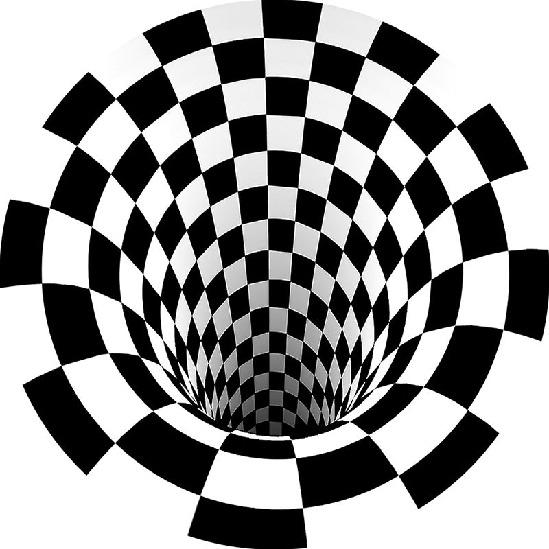 Classic 3D Illusion Trap Rug Black and White Modern Carpet Polypropylene Anti-Slip Washable Stain Resistant Rug for Bedroom Black-White Design 1 Clearhalo 'Area Rug' 'Rug' 2171605