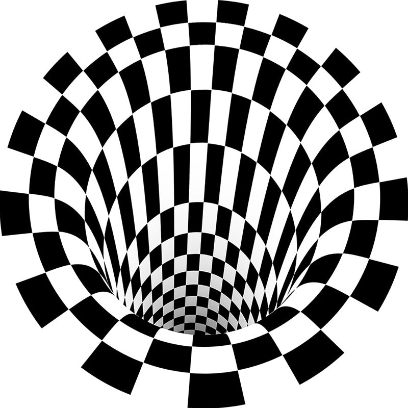 Classic 3D Illusion Trap Rug Black and White Modern Carpet Polypropylene Anti-Slip Washable Stain Resistant Rug for Bedroom Black-White Design 6 Clearhalo 'Area Rug' 'Rug' 2171611