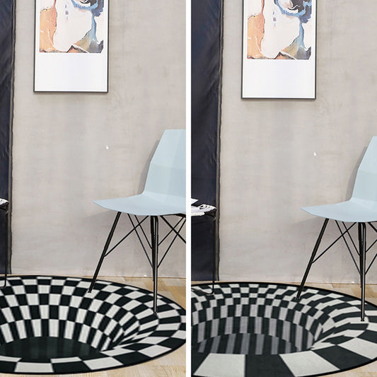 Creepy Hole 3D Illusion Rug Black and White Modern Rug Polypropylene Pet Friendly Non-Slip Stain Resistant Carpet for Sitting Room Clearhalo 'Area Rug' 'Rug' 2171647