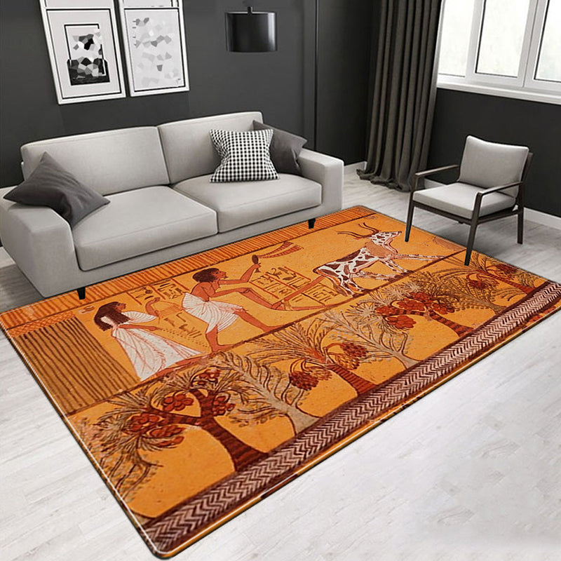 Novelty Living Room Rug Multicolor Tribal Figure Print Rug Synthetics Pet Friendly Anti-Slip Backing Washable Area Rug Yellow-Red Clearhalo 'Area Rug' 'Rug' 2171671