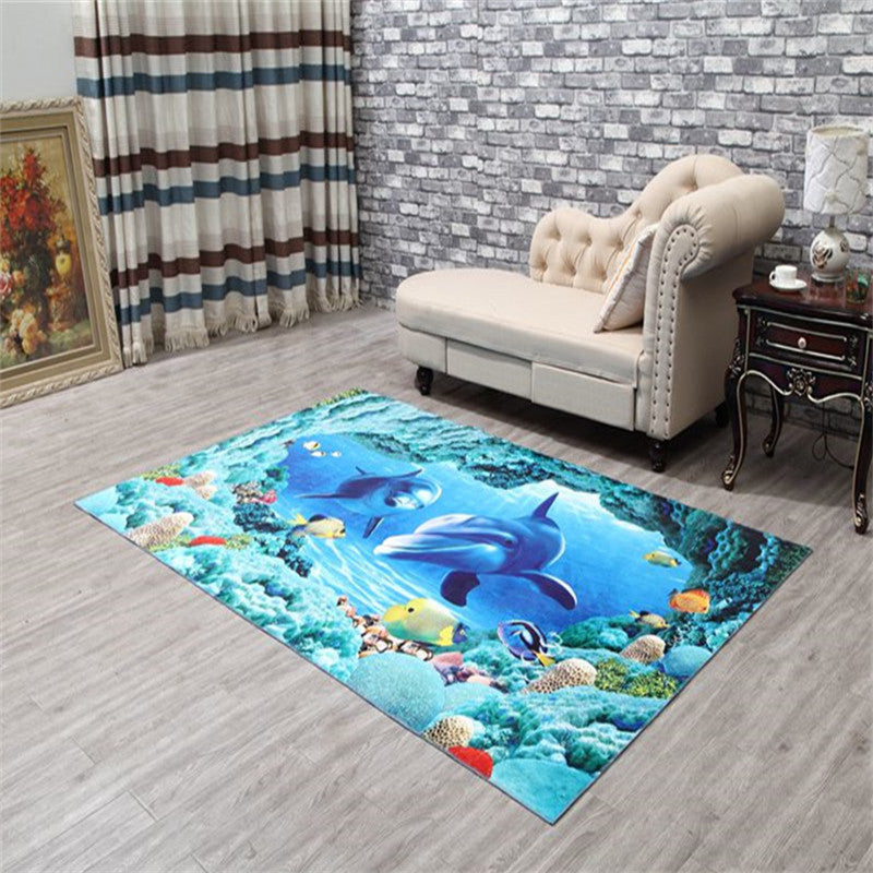 Splendid Multicolor Natural Scenery Rug Polyester Modern Rug Stain Resistant Washable Non-Slip Backing Rug for Family Room Ocean Blue Clearhalo 'Area Rug' 'Rug' 2171673