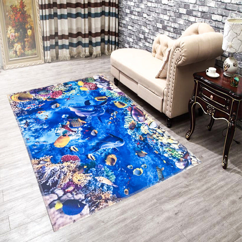 Splendid Multicolor Natural Scenery Rug Polyester Modern Rug Stain Resistant Washable Non-Slip Backing Rug for Family Room Lake Blue Clearhalo 'Area Rug' 'Rug' 2171681