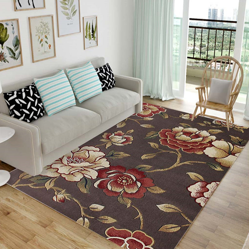 Fancy Contemporary Rug Multi Color Botanical Rug Non-Slip Backing Pet Friendly Machine Washable Carpet for Home Decor Tan Clearhalo 'Area Rug' 'Modern' 'Rugs' Rug' 2171790