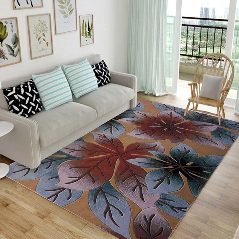 Fancy Contemporary Rug Multi Color Botanical Rug Non-Slip Backing Pet Friendly Machine Washable Carpet for Home Decor Red-Blue Clearhalo 'Area Rug' 'Modern' 'Rugs' Rug' 2171791