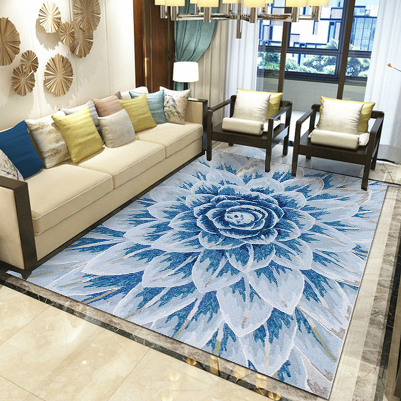 Gorgeous Multi Colored Modern Rug Polyester Flower Blossom Rug Pet Friendly Anti-Slip Stain Resistant Carpet for Home Blue-White Clearhalo 'Area Rug' 'Modern' 'Rugs' Rug' 2171809