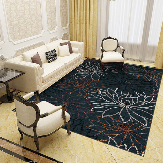 Gorgeous Multi Colored Modern Rug Polyester Flower Blossom Rug Pet Friendly Anti-Slip Stain Resistant Carpet for Home Navy Clearhalo 'Area Rug' 'Modern' 'Rugs' Rug' 2171816