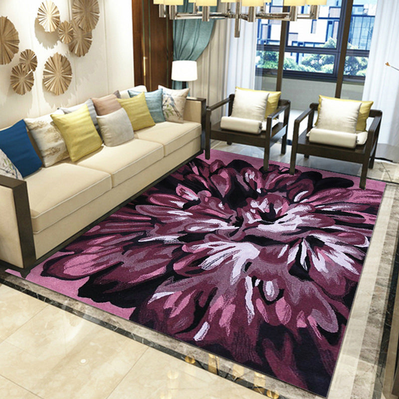 Gorgeous Multi Colored Modern Rug Polyester Flower Blossom Rug Pet Friendly Anti-Slip Stain Resistant Carpet for Home Pink-Black Clearhalo 'Area Rug' 'Modern' 'Rugs' Rug' 2171817
