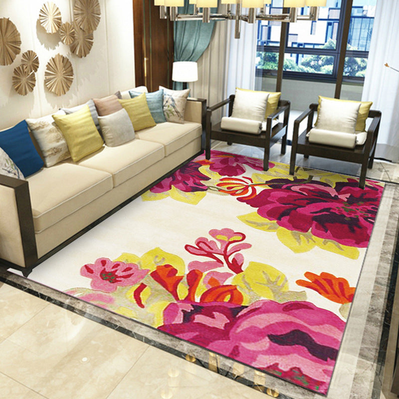Gorgeous Multi Colored Modern Rug Polyester Flower Blossom Rug Pet Friendly Anti-Slip Stain Resistant Carpet for Home Pink Clearhalo 'Area Rug' 'Modern' 'Rugs' Rug' 2171821