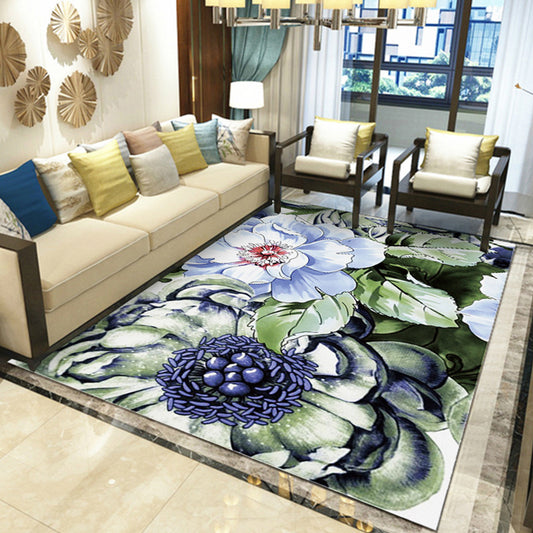 Gorgeous Multi Colored Modern Rug Polyester Flower Blossom Rug Pet Friendly Anti-Slip Stain Resistant Carpet for Home Green Clearhalo 'Area Rug' 'Modern' 'Rugs' Rug' 2171825