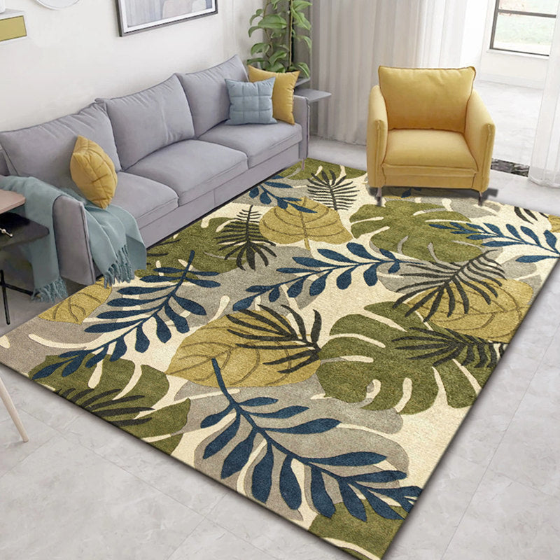 Glam Nordic Area Rug Multi-Colored Plant Carpet Stain Resistant Washable Anti-Slip Backing Rug for Sitting Room Green-Yellow Clearhalo 'Area Rug' 'Modern' 'Rugs' Rug' 2171831