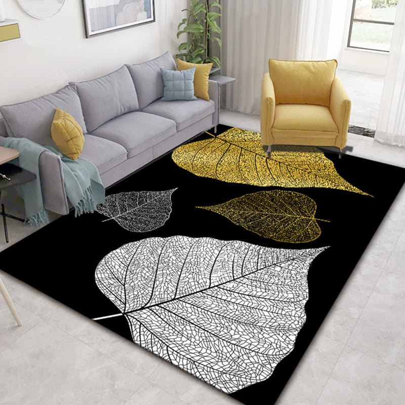 Glam Nordic Area Rug Multi-Colored Plant Carpet Stain Resistant Washable Anti-Slip Backing Rug for Sitting Room Gold Clearhalo 'Area Rug' 'Modern' 'Rugs' Rug' 2171837