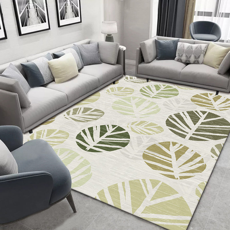 Glam Nordic Area Rug Multi-Colored Plant Carpet Stain Resistant Washable Anti-Slip Backing Rug for Sitting Room White-Green Clearhalo 'Area Rug' 'Modern' 'Rugs' Rug' 2171839