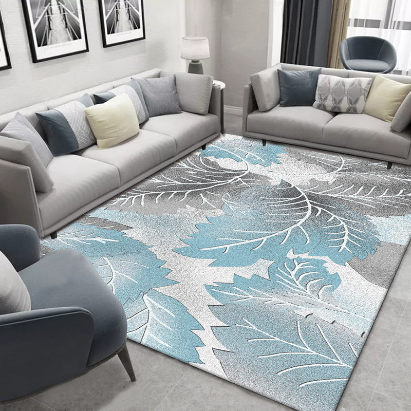 Glam Nordic Area Rug Multi-Colored Plant Carpet Stain Resistant Washable Anti-Slip Backing Rug for Sitting Room Blue-Gray Clearhalo 'Area Rug' 'Modern' 'Rugs' Rug' 2171843